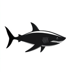 Fototapeta premium black shark icon on white background, stylized and bold