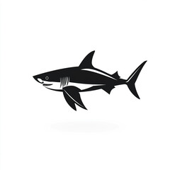 Obraz premium Black shark icon on white background, stylized design
