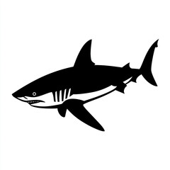 Obraz premium Black shark icon on white background, stylized design