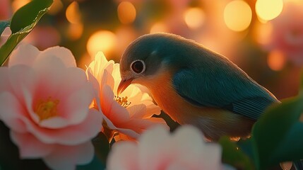 Bird in Blossom, Golden Hour
