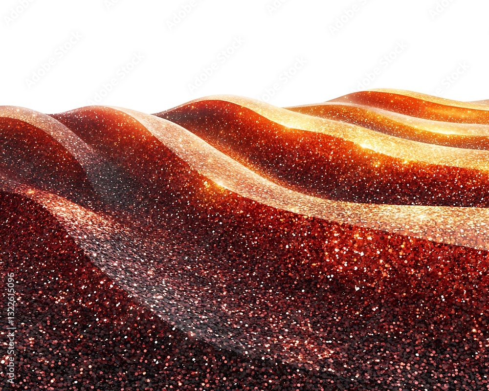 Poster abstract wavy design featuring a shimmering surface and reflective sparkles