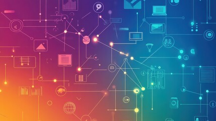 Obraz premium Network flat design top view theme information technology water color vivid. 
