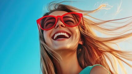 Obraz premium Joyful Laughter Under the Summer Sky, A Portrait of Happiness