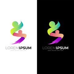 Fototapeta premium Letter S logo and people care design combination, 3d colorful