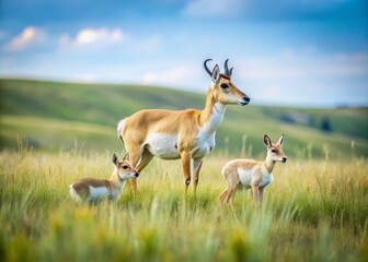 Fototapeta premium Minimalist Black Hills Wildlife: Prairie Dogs & Pronghorn