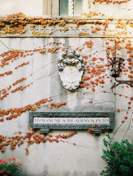 Latin Inscription on Ivy-Covered Wall, Villa Cimbrone, Ravello