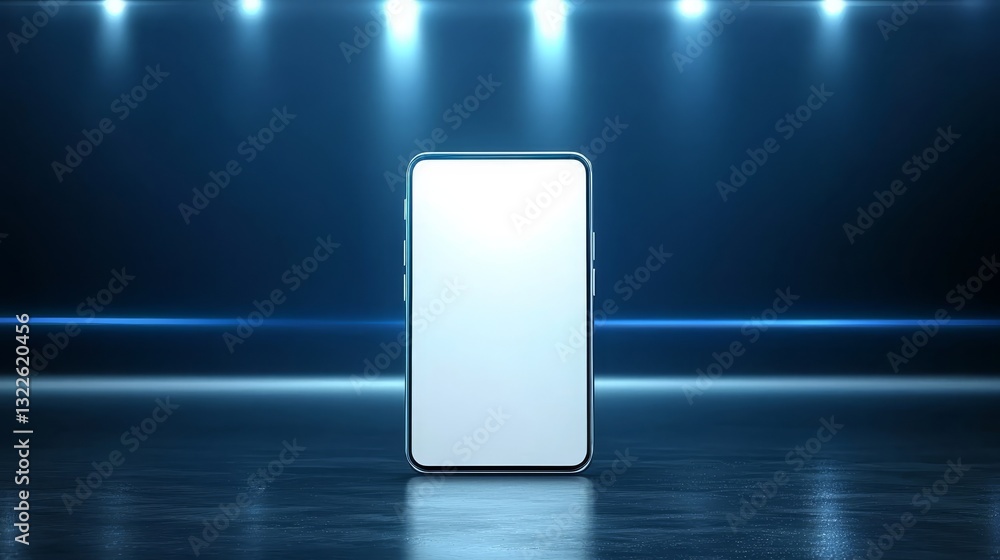 Poster modern smartphone mockup with blank screen on dark background, ideal for app and website design pres