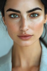 Naklejka premium Confident businesswoman closeup portrait at modern office professional setting inspirational mood