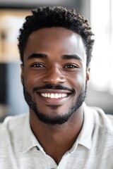 Obraz premium Professional man smiling in office environment portrait photography positive vibes