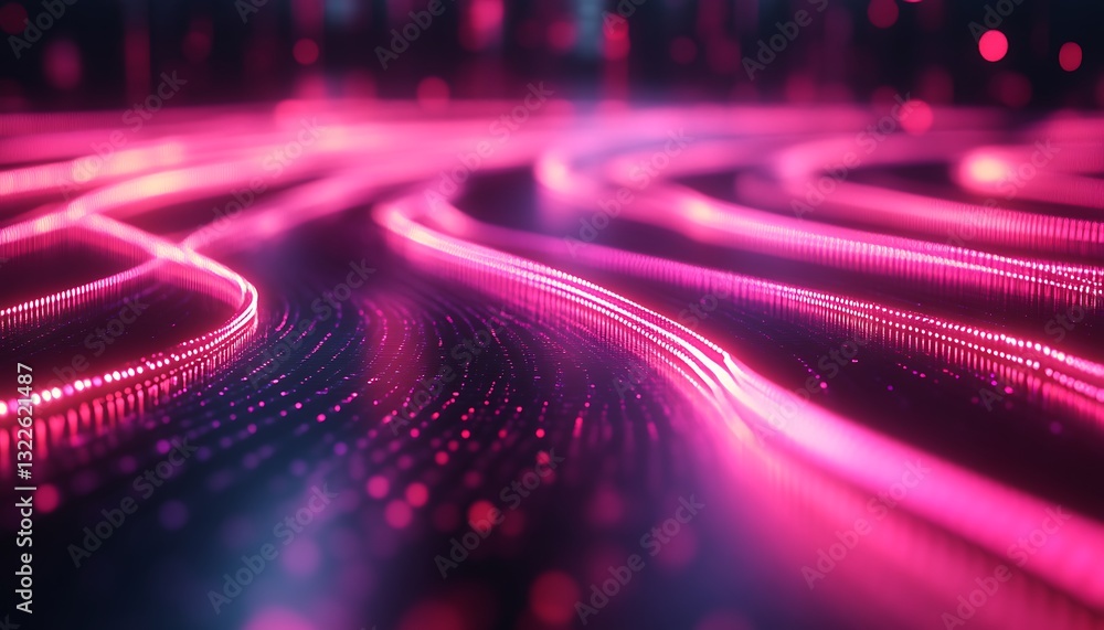 Poster abstract digital pathways and fiber optic lines create visual displays