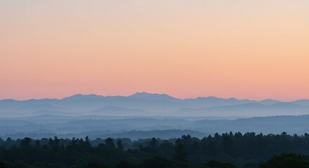 Fototapeta premium Serene sunrise paints pastel mountains soft light. AI Generated