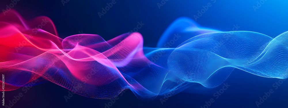 Poster abstract wave: a mesmerizing display of flowing energy, where vibrant waves of crimson and sapphire 