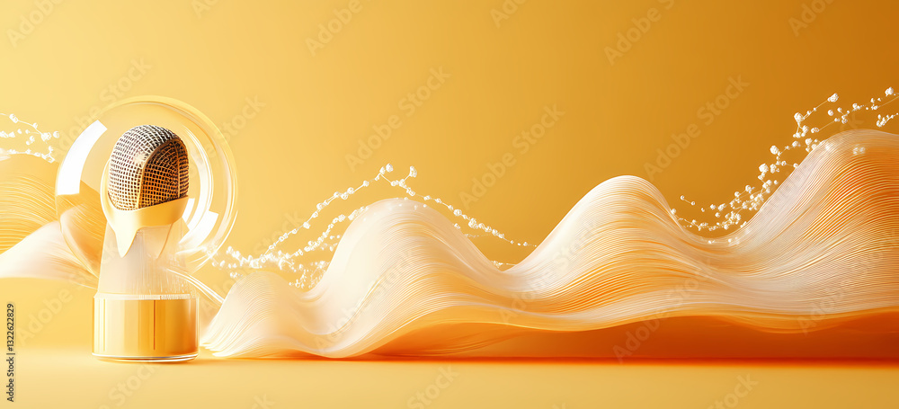 Poster golden hour: an abstract display features a unique hourglass with flowing sand particles against a b