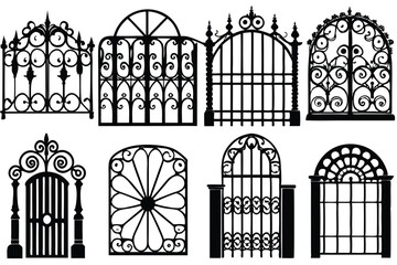 wrought iron gate vector illustration