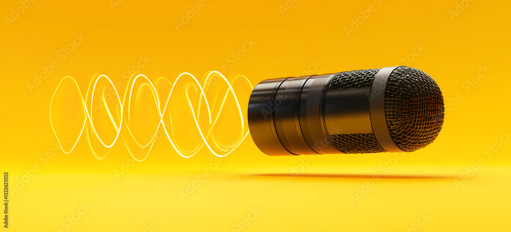 Poster melody echoes: capturing the essence of sound with a modern black microphone. the image features sou
