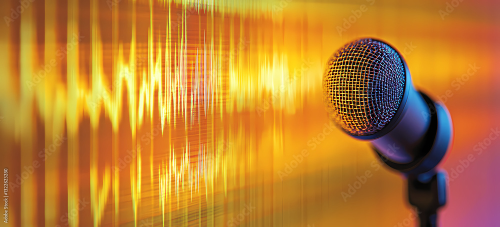 Poster soundwave microphone: capturing the essence of sound and voice, this image features a detailed micro