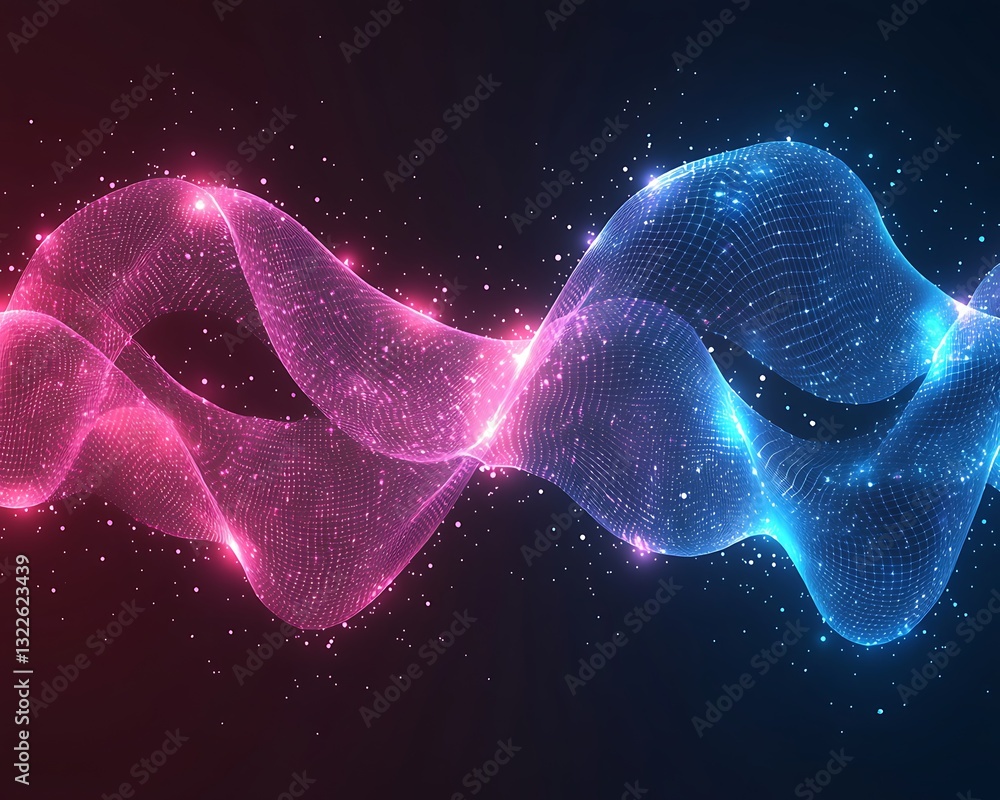Aufkleber abstract digital wave formed from many tiny glowing particles