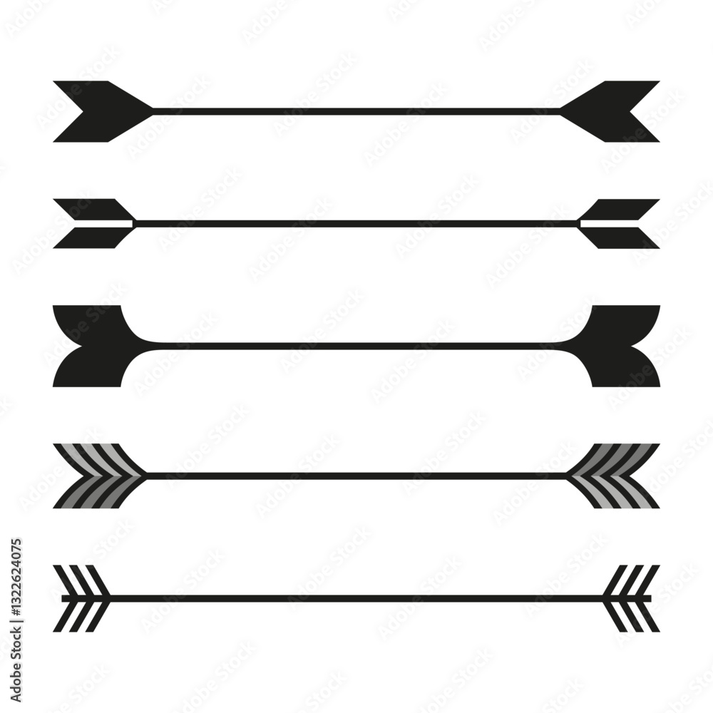 Poster black arrow icons. navigation vector symbols. linear direction shapes. white background design.