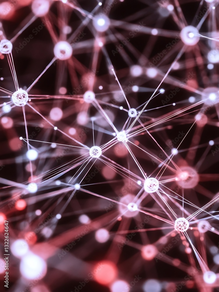 Poster abstract conceptual design with interconnected glowing nodes and lines