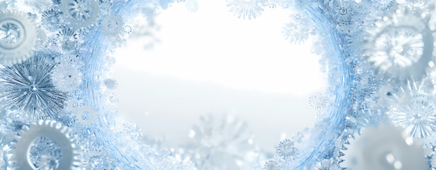 Icy Embrace: A Frosty Wonderland of Crystal Snowflakes creates a stunning background border