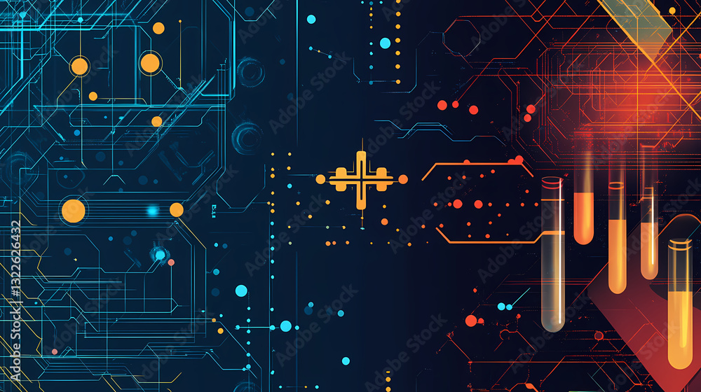 Poster the fusion of science and technology: an artistic representation blending the intricacies of laborat
