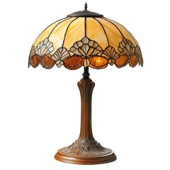 Vintage Style Table Lamp with Stained Glass Shade and Ornate Base