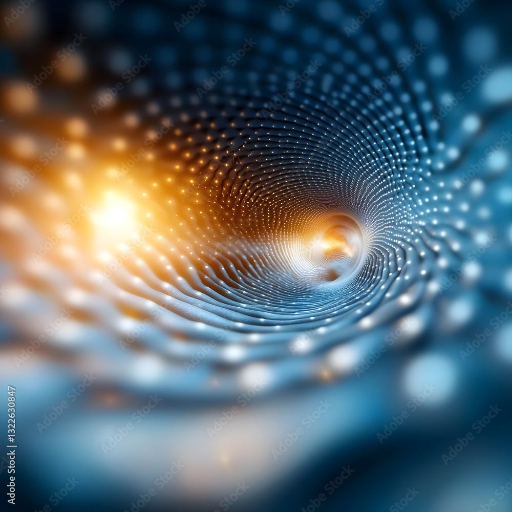 Poster mesmerizing geometric lattice of pulsing waves and converging interplay of luminous oscillations cap