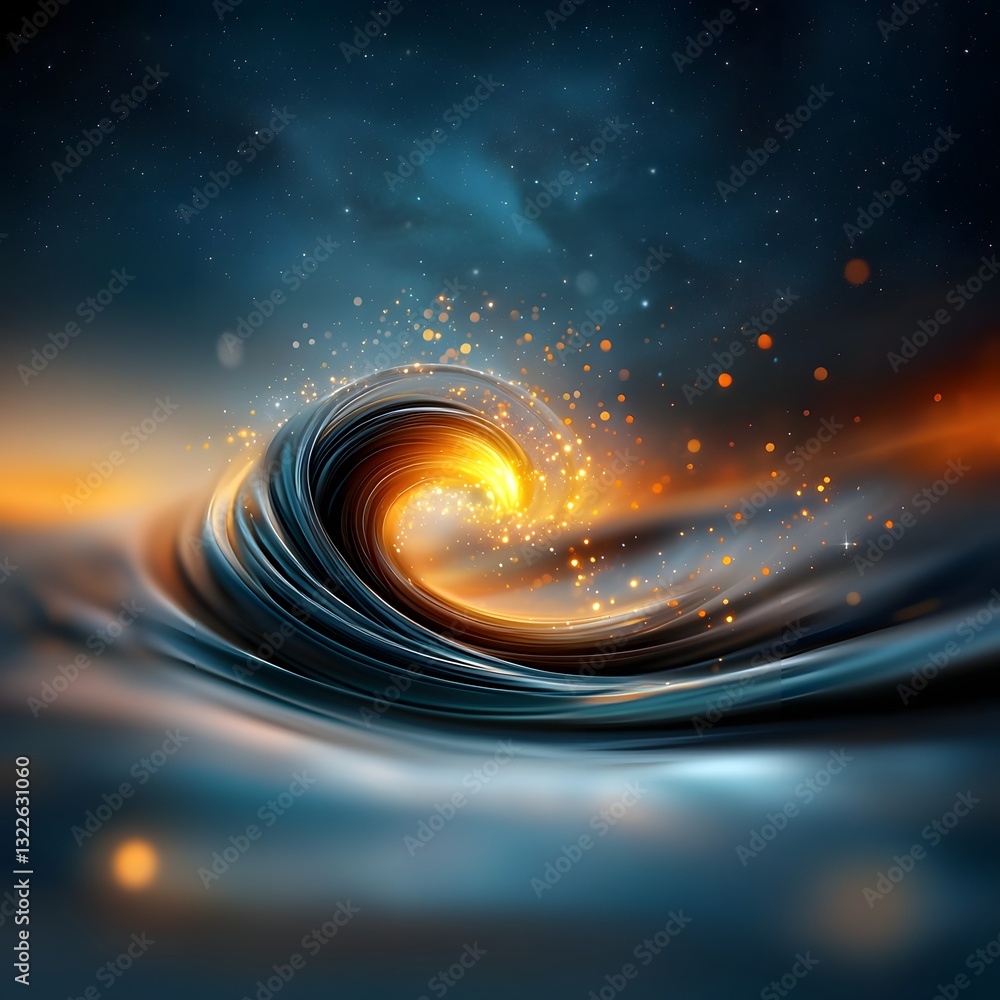 Poster mesmerizing waves of ethereal chromatic energy swirling and undulating against a limitless starry ni