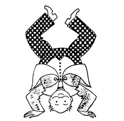 Jolly Man Does Handstand, Retro Vector Illustration