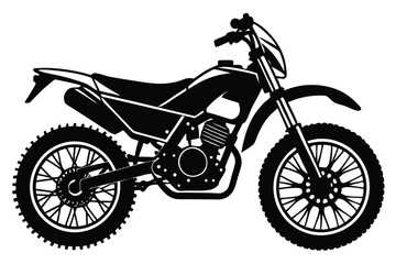 Obraz premium A black and white drawing of a dirt bike with a black silhouette
