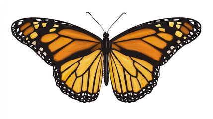 Fototapeta premium monarch butterfly with open wings on white background
