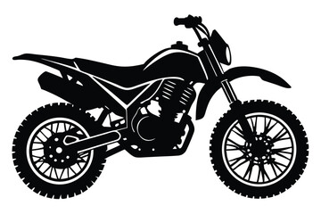 Naklejka premium Isolated black silhouette of cross motorcycle