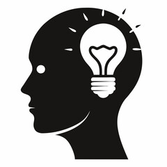 human head with light bulb
