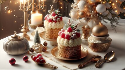 Fototapeta premium Christmas decoration cake 