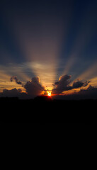 Beautiful dramatic sunset, dramatic. with white shades