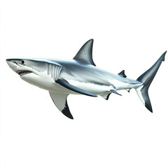 great white shark isolated on white background