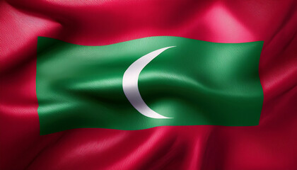 Obraz premium Waving Maldives National Flag Illustration in close up, part 7