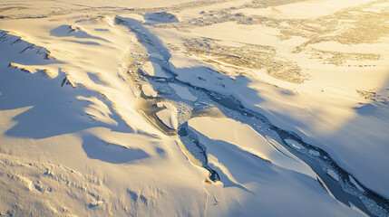 Fototapeta premium Aerial view of Snow Hill Island endless ice and snow landscape
