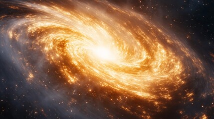 Stunning Spiral Galaxy With Luminous Swirls And Star Clusters In Cosmic Darkness