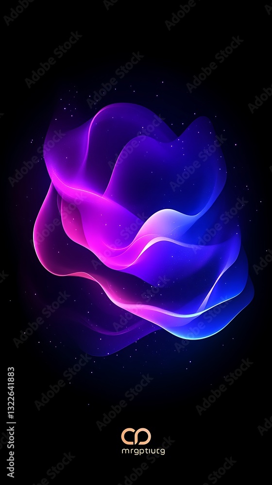Poster an abstract flowing and colorful design on a dark background