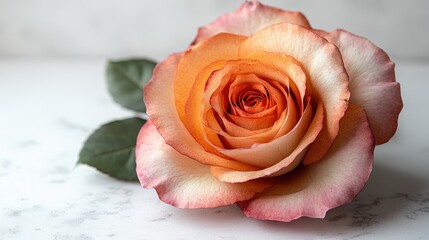 Fototapeta premium Peach Rose Close-Up with A Delicate Bloom