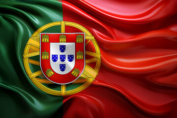 Waving Portugal National Flag Illustration in close up, part 4