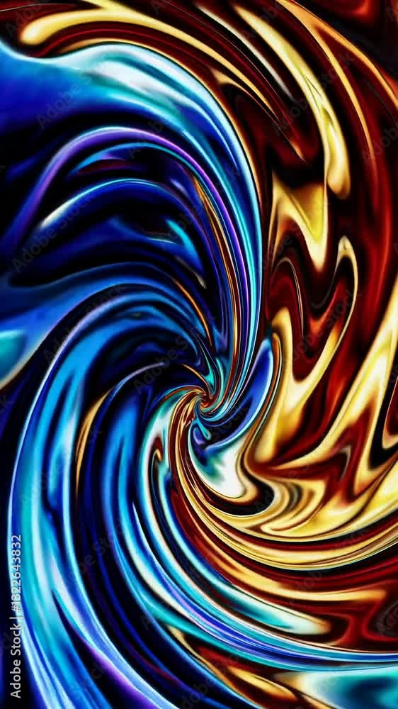 Poster vivid abstract liquid swirl in dynamic motion with vibrant colors and smooth flow
