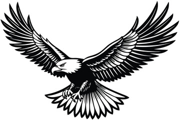 Fototapeta premium Bald Eagle Silhouette vector style lack and white flat vector art of a bald eagle