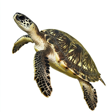 turtle with detailed shell pattern isolated on white background
