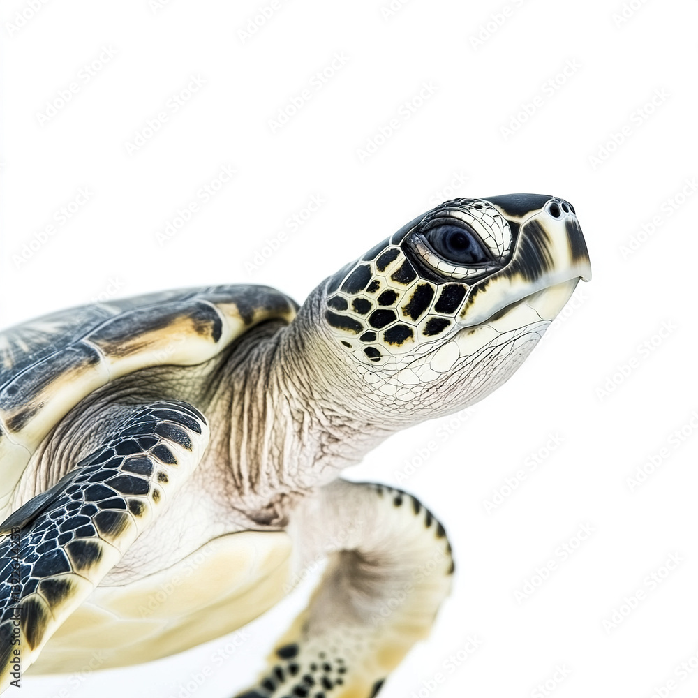 Aufkleber sea turtle isolated on white background, showcasing intricate shell patterns