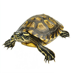 Fototapeta premium Turtle isolated on white background with detailed shell pattern