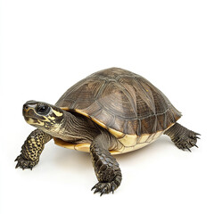 Obraz premium Turtle isolated on white background, showcasing its detailed shell
