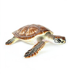 Obraz premium turtle is isolated on white background, showcasing its detailed shell