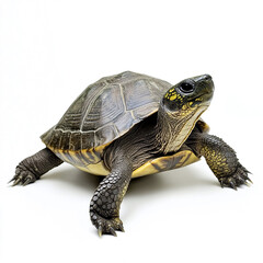 Obraz premium Turtle isolated on white background, showcasing its textured shell